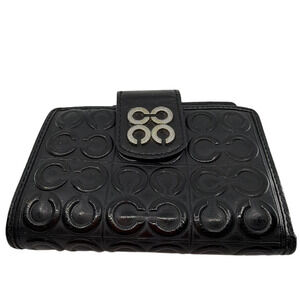 Coach Signature Embossed Black Patent Leather Wallet